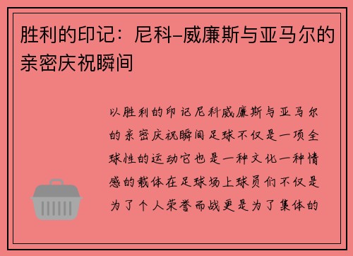 胜利的印记：尼科-威廉斯与亚马尔的亲密庆祝瞬间